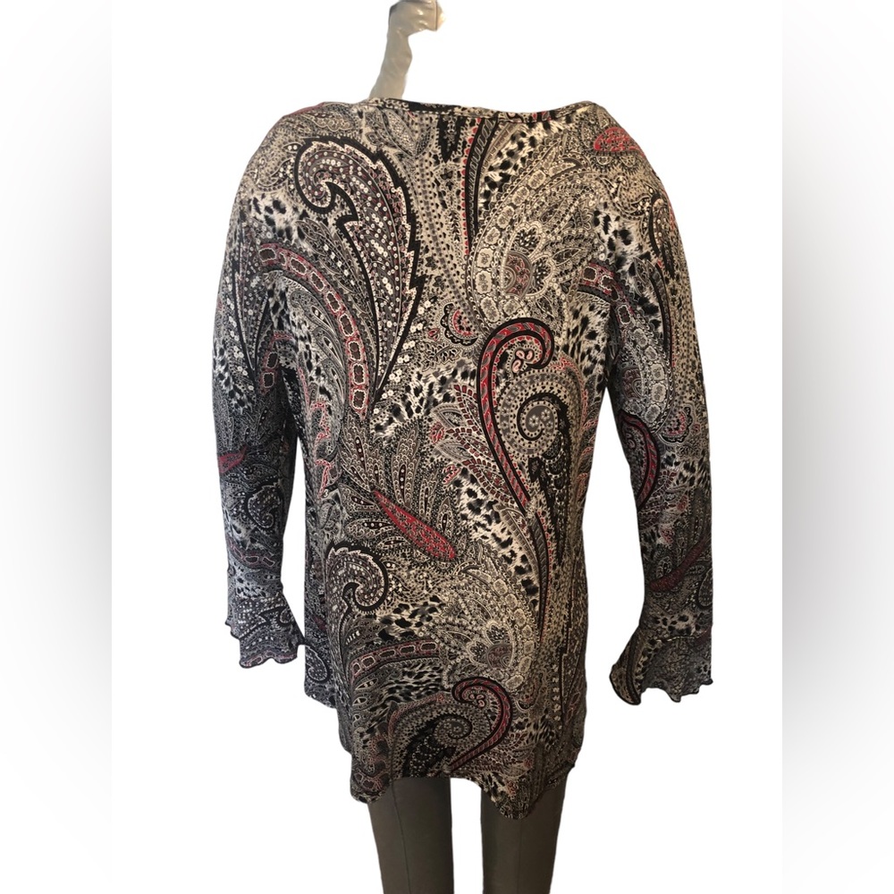 Db established Women’s medium paisley black long sleeve top stretch - Picture 7 of 10